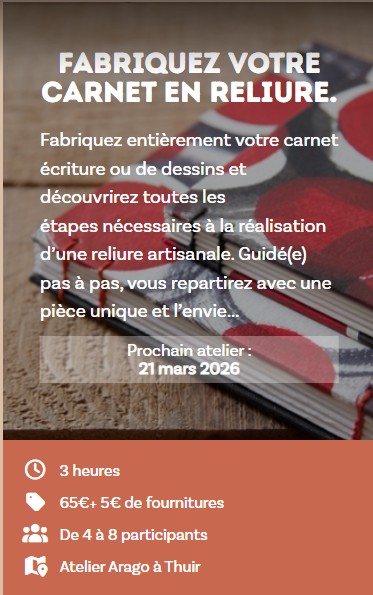 ATELIER FABRIQUEZ VOTRE CAHIER RELIURE